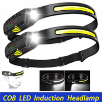 LED Headlamp Rechargeable COB Super Bright Head Lights 5 Modes Helmet Lights Motion Sensor For Outdoor Camping Sports Fishing