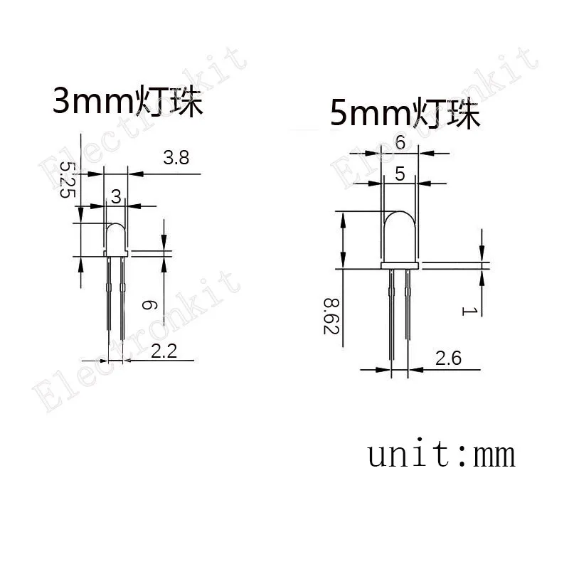 300pcs 3MM 5 Color each 60pcs Assortment Box kit Round Clear Bright LED Light Emitting Diodes White Yellow Red Green Blue