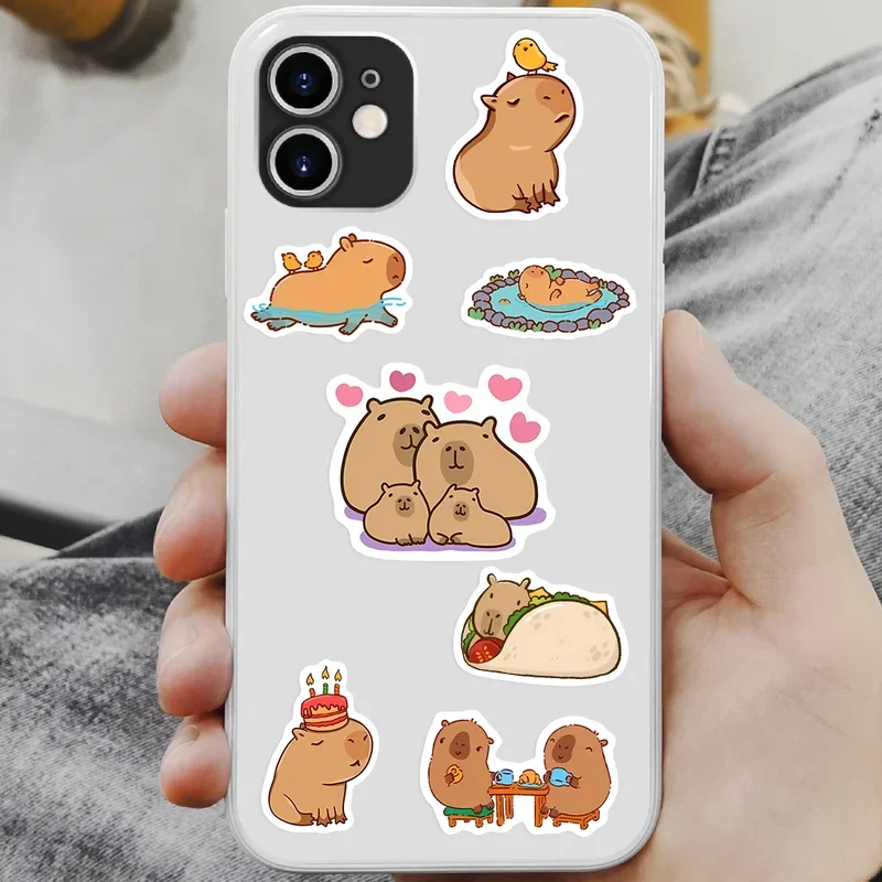 10/30/50 pçs kawaii bonito capivara adesivos engraçado animal brinquedo presente decalque decorativo para telefone bagagem portátil garrafas scrapbook