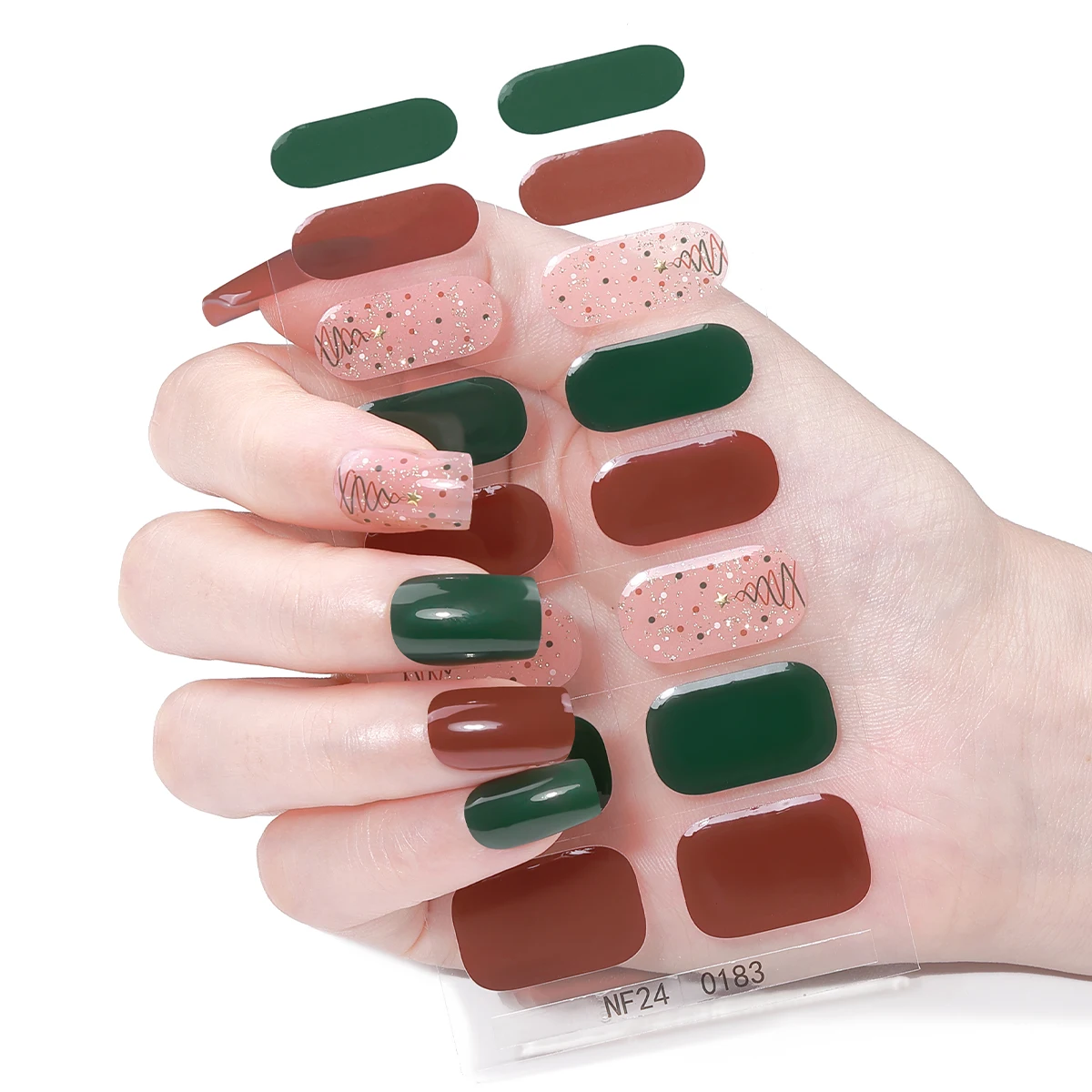 16 نصائح عيد الميلاد شبه علاج هلام مسمار شرائط ثلج ندفة الثلج سانتا كلوز ذاتية اللصق هلام مسمار يلتف غطاء كامل مسمار ملصقا