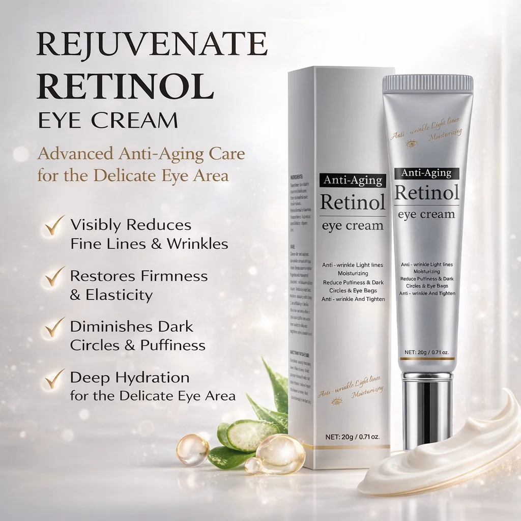 Crema Contorno de Ojos con Retinol - Crema para Hombres y Mujeres, Ojeras, Hinchazón y Arrugas, Crema Antiedad para Líneas Finas, 20g