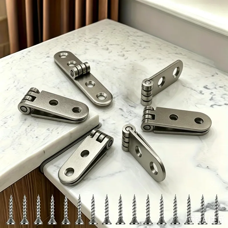 90° Foldable Pre‑Drilled Heavy‑Duty Nickel Plated Folding Hinges with Screws, for Cabinet Door, Shelf, Tool Box & DIY Repair