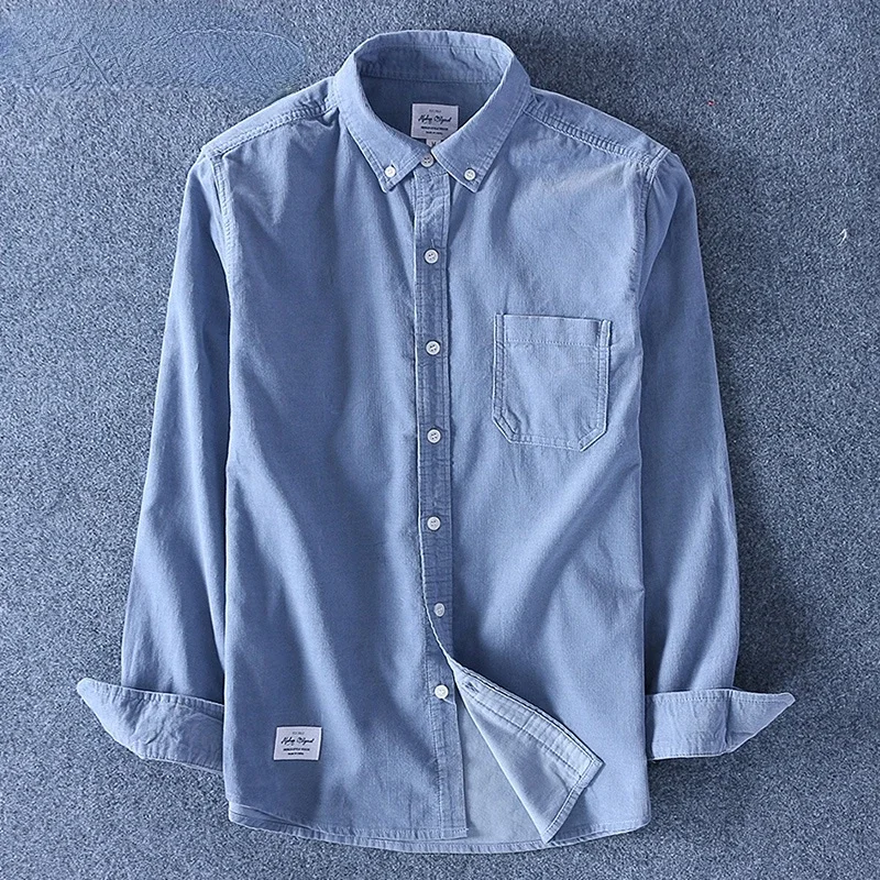 

Men New Top Quality Cotton Corduroy Shirt Long Sleeves Bottoming Shirt Slim Fashion Brand S-4XL Jacket