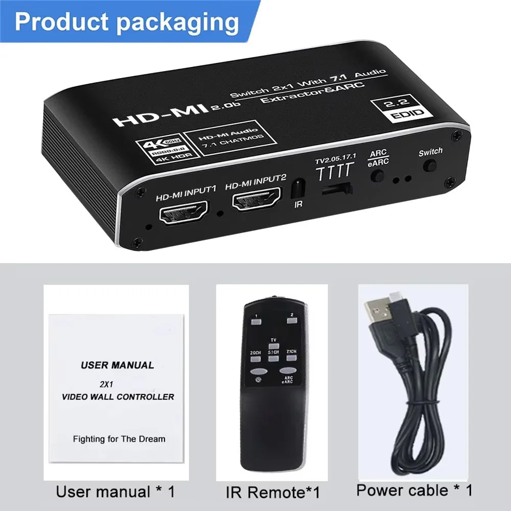 4K@120Hz HDMI-compatiblSwitch 2 IN 1 Out 4K@120Hz eARC Audio Extractor ARC Optical Toslink HDMI-compatible 2.0 Switcher for TV - Image 6