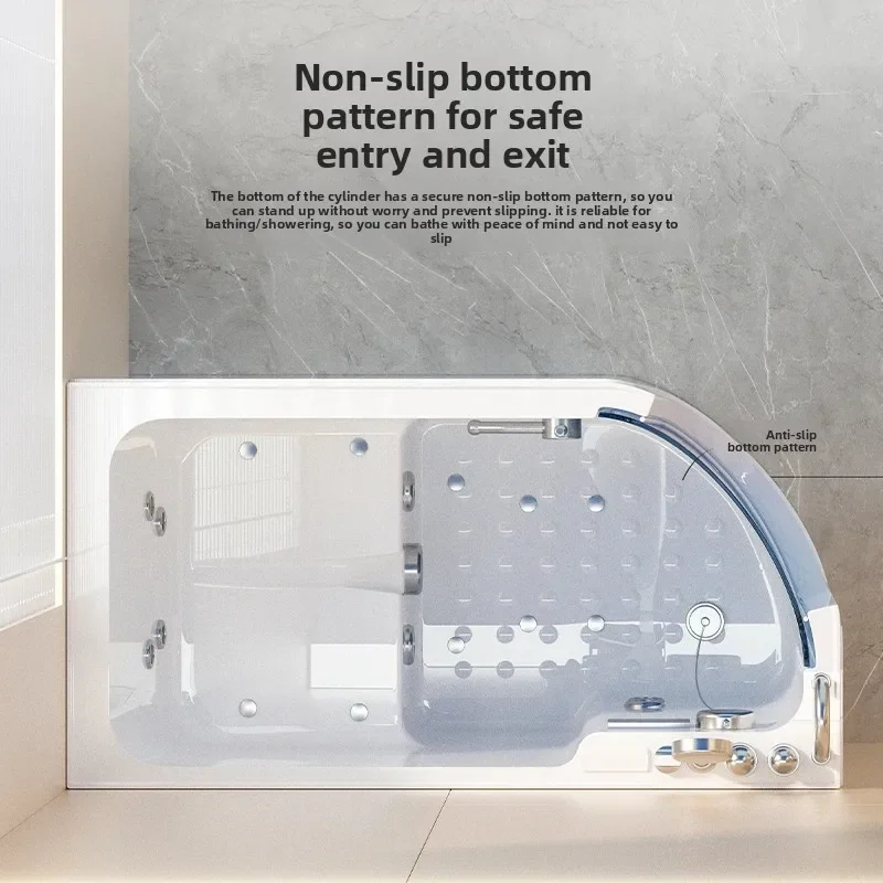 Elderly friendly walk-in side door accessible massage bathtub for home rehabilitation, sitting and soaking for the elderly