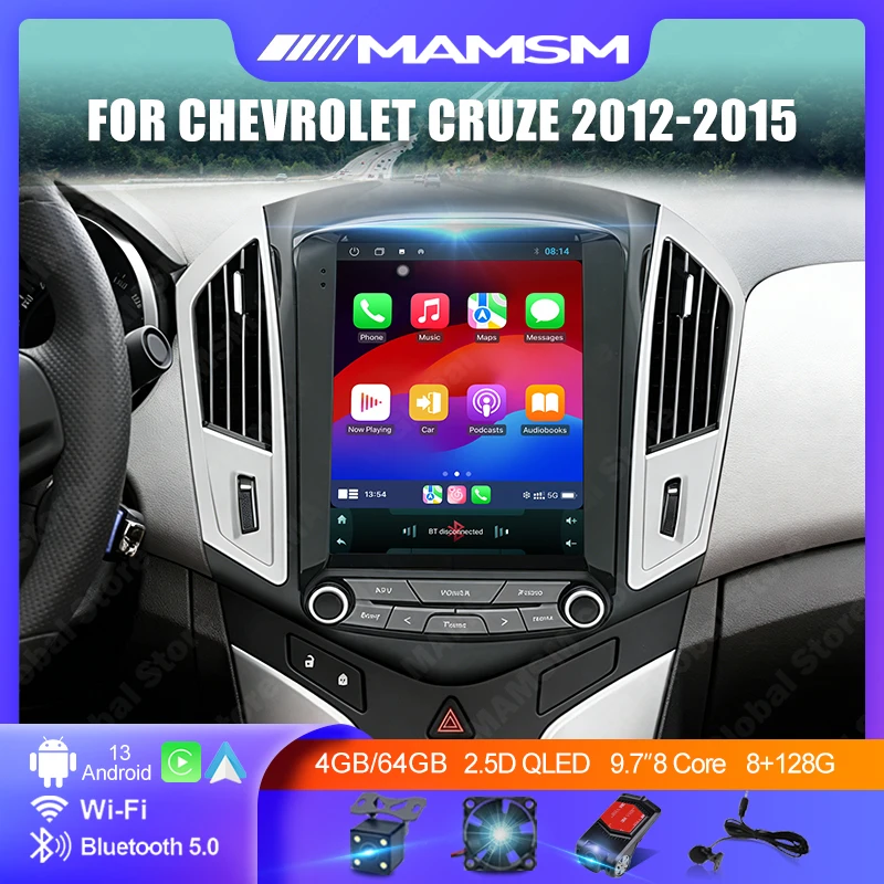 MAMSM Android 12 For Chevrolet Cruze 2012-2015 9.7 Inch Car Radio Multimedia QLED Carplay Auto Stereo GPS Navigation Head Unit