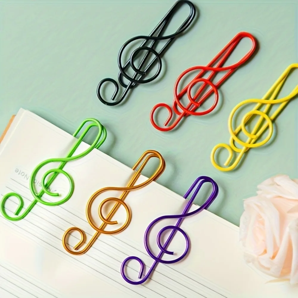12/30/36Pcs 6-Color Random Metal Music Paper Clips Bookmarks for Music Classroom Office School Notebooks Scores Documents