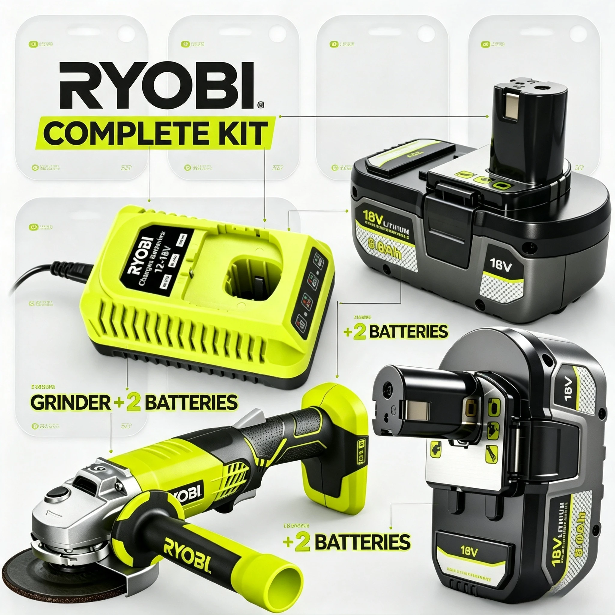 RYOBI 18V 6.0Ah 8.0Ah Lithium Battery,Seamless Compatibility, Energy Accessory for P104 P105 RB18L40 RB18L50 Gardening Equipment