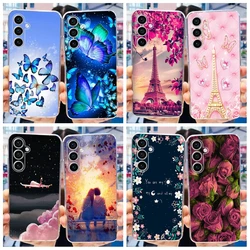 For Samsung Galaxy S23 FE 5G Case 2023 Fashion Blue Butterfly Soft Phone Back Cover For Samsung S23 FE S23FE 5G Transparent Case