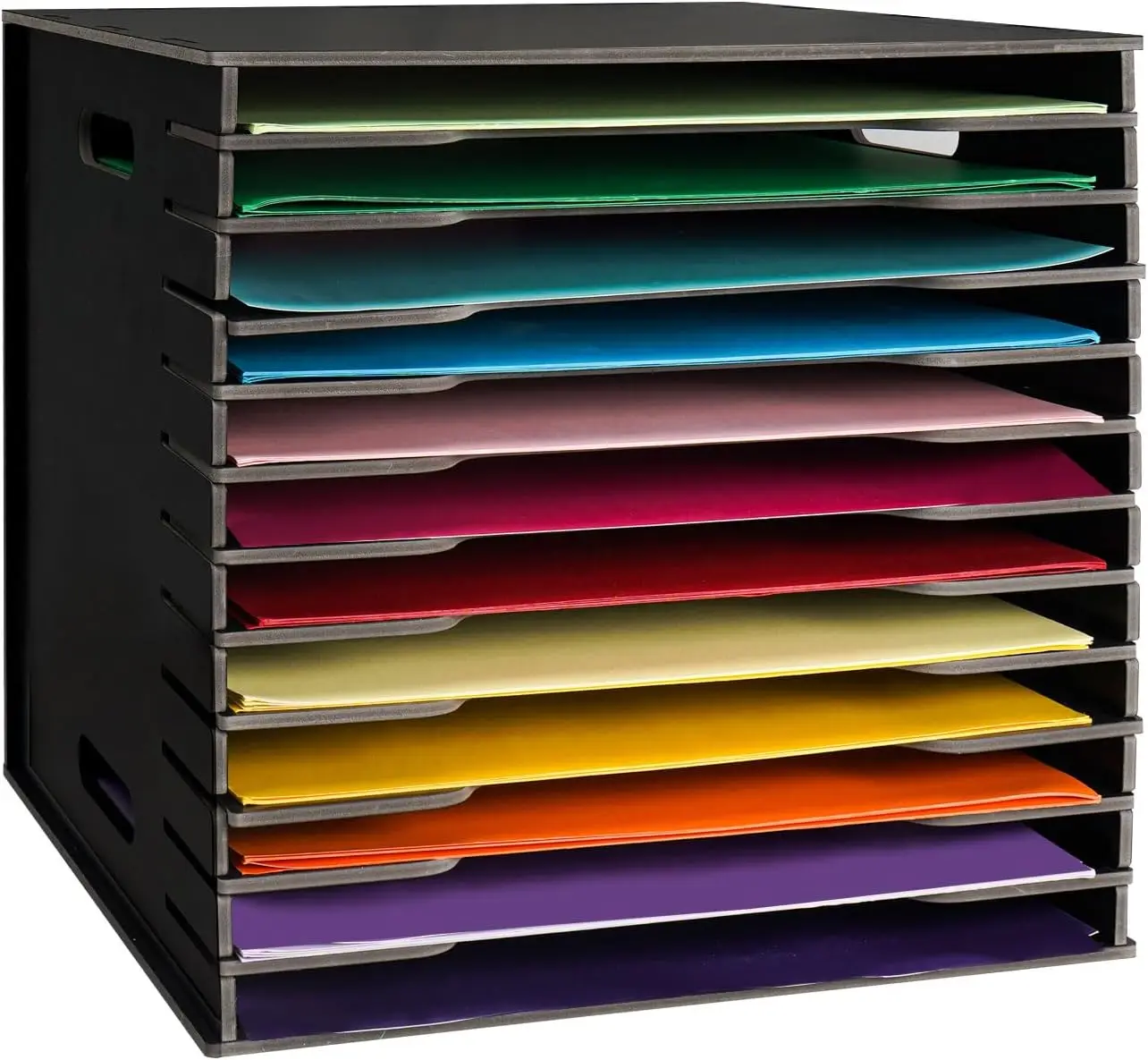 Scrapbook paper organizer, 12-layer file sorting storage, folder, desktop scrapbook paper organizer, black.