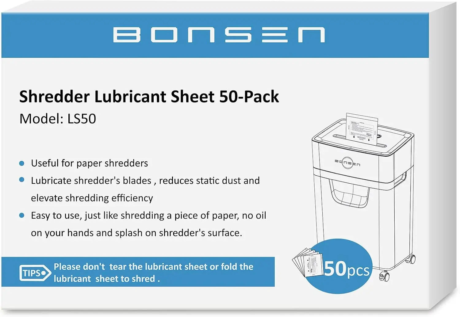 

Paper Shredder Sharpening & Lubricant Sheets, 50 Pack
