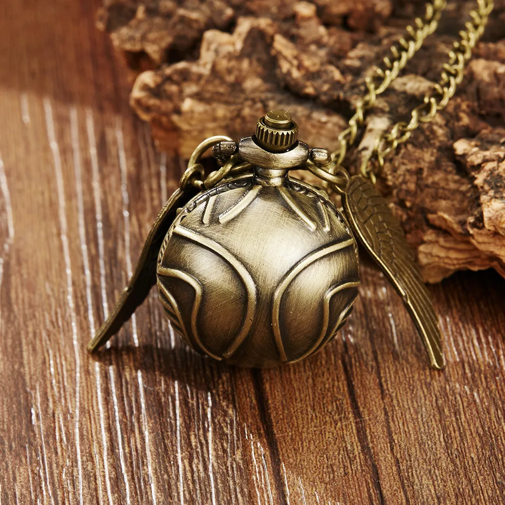 Golden Snitch Ball Pendant Pocket Watch Gifts for Kids Quartz Necklace Clock Lovely Cute Pocket Clock christmas gift for man