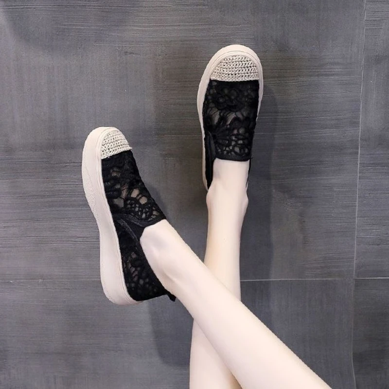 YNPO Women Mesh Espadrilles 2026 Summer New Slip On Thick Sole Breathable Casual Shoes Platform Loafers Flat Footwear