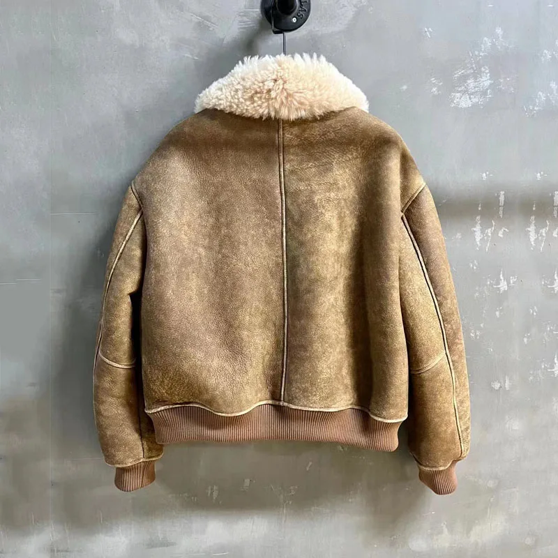 Women Coat Winter Short Length 2023 New Arrival Natural Real Sheep Fur jacket Turn-Down Collar With Genuine Sheep Wool