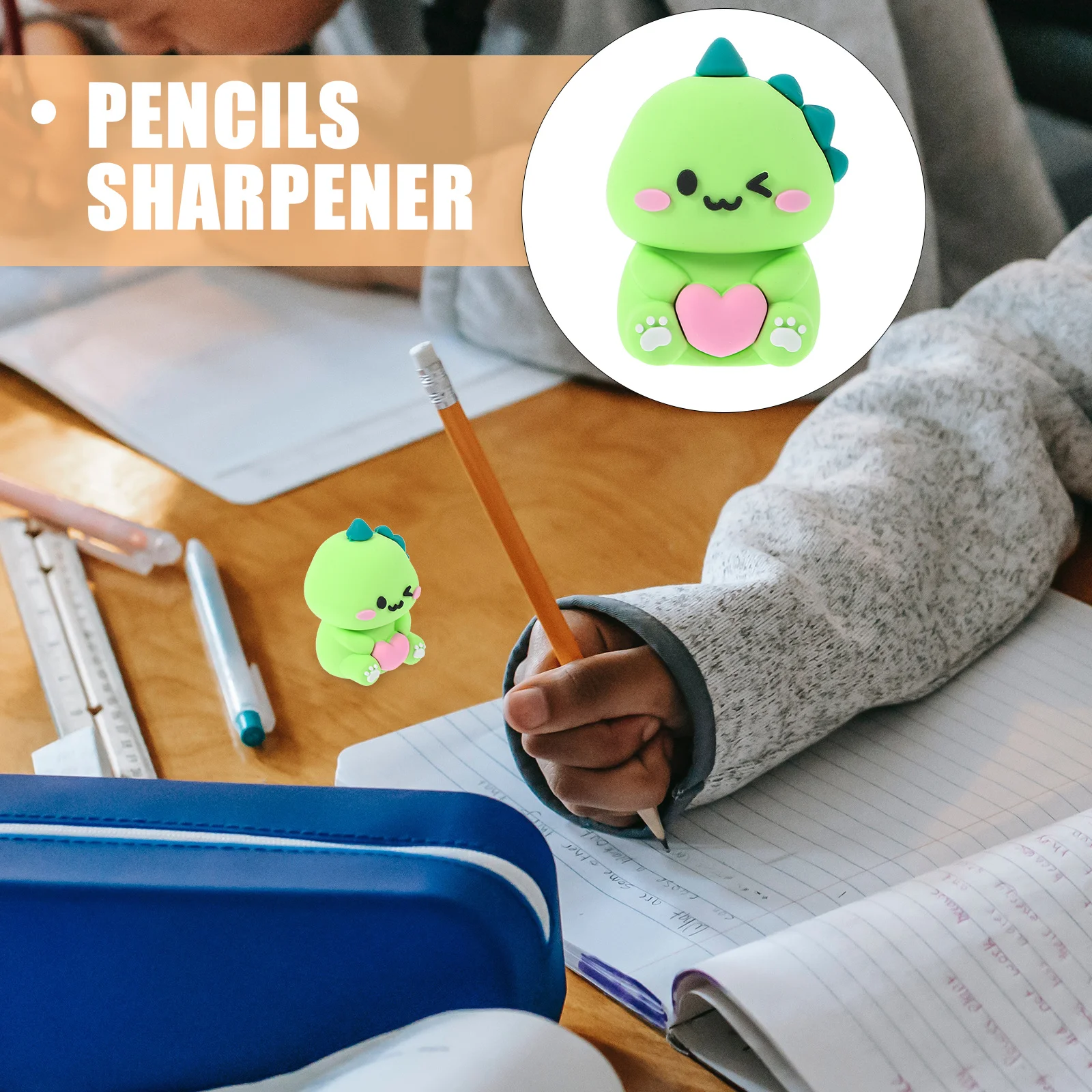 

Small Dinosaur Pencils Sharpener Cute Cartoon Decorative for Home Office Portable Lightweight Safe to Use