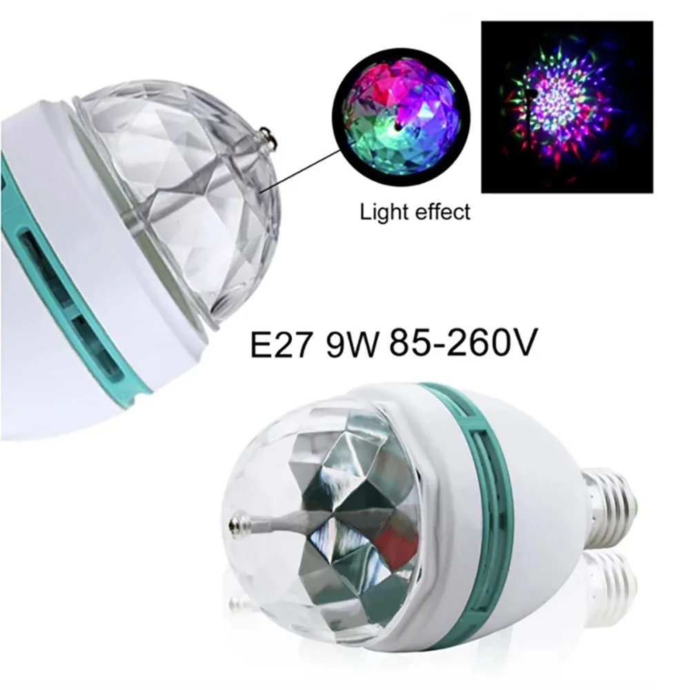 Lámpara LED RGB de Bombilla Mágica, Proyector de Color de 9W y 6 W, E27, Luz de Escenario Giratorio Automática, CA 85 a 265V, 220V y 110V para