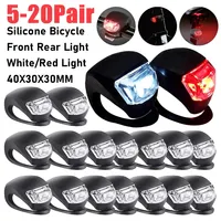 5-20Pairs LED Bike Light 3 Modes Silicone Front Rear Light Waterproof Bicycle Flashlight Tail Lamp For Night Cycling Safety