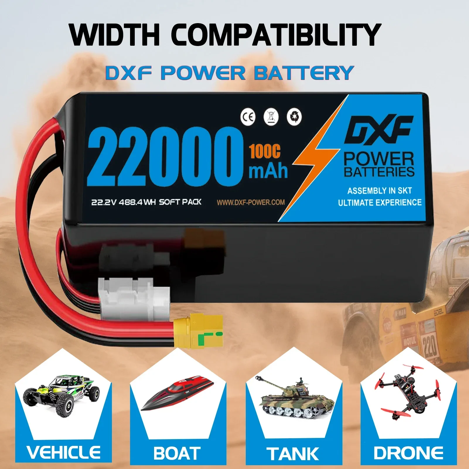 DXF 6S 22.2V 22000mAh يبو بطارية 4S 6500mAh 9200mAh مع XT90 EC5 ل RC هليكوبتر بدون طيار الطائرات بدون طيار FPV قارب خزان شاحنة سيارة