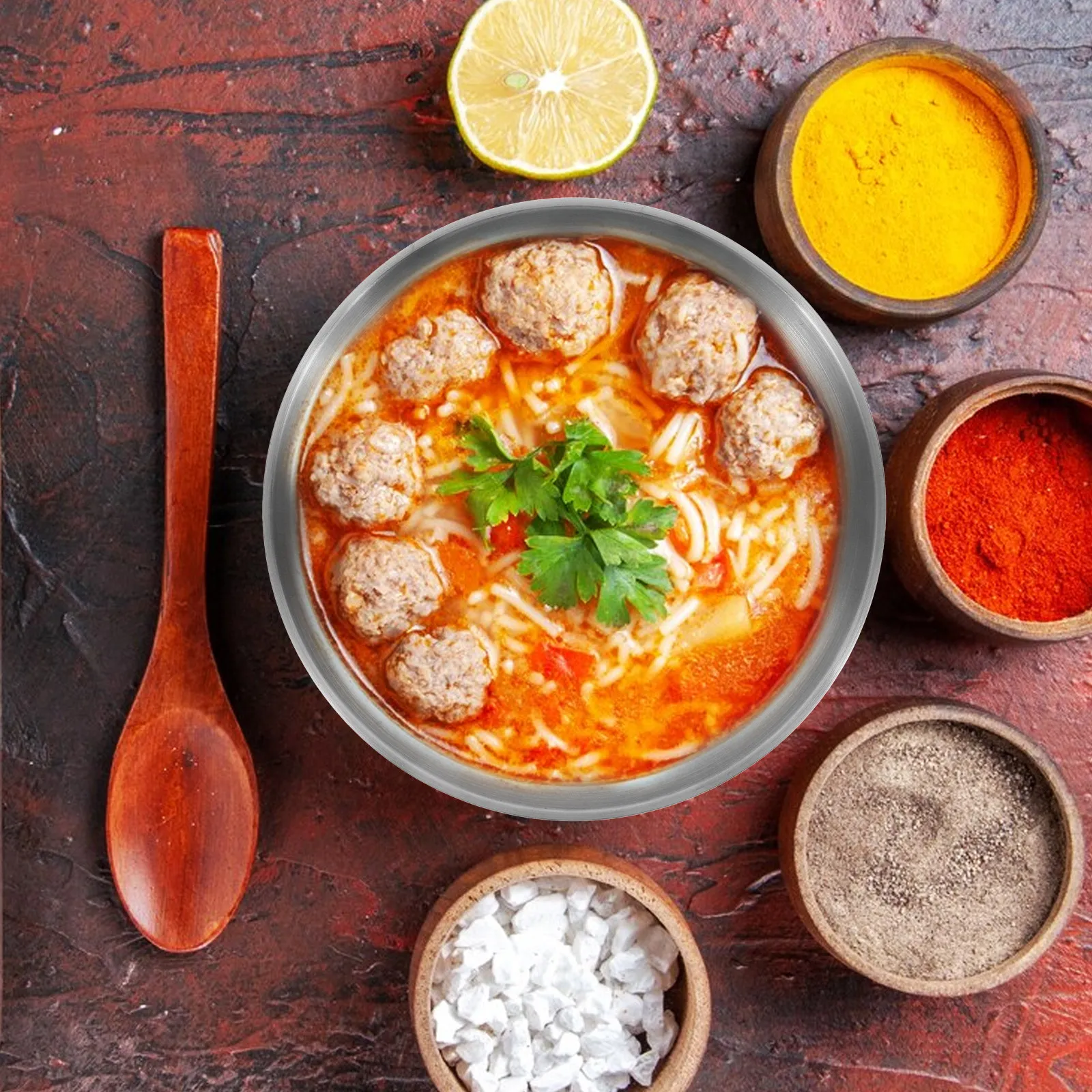 Double-Walled Insulated Stainless Steel Ramen Bowl Large Capacity Japanese Style Soup Bowl for Noodles Rice Cold Noodles Salad