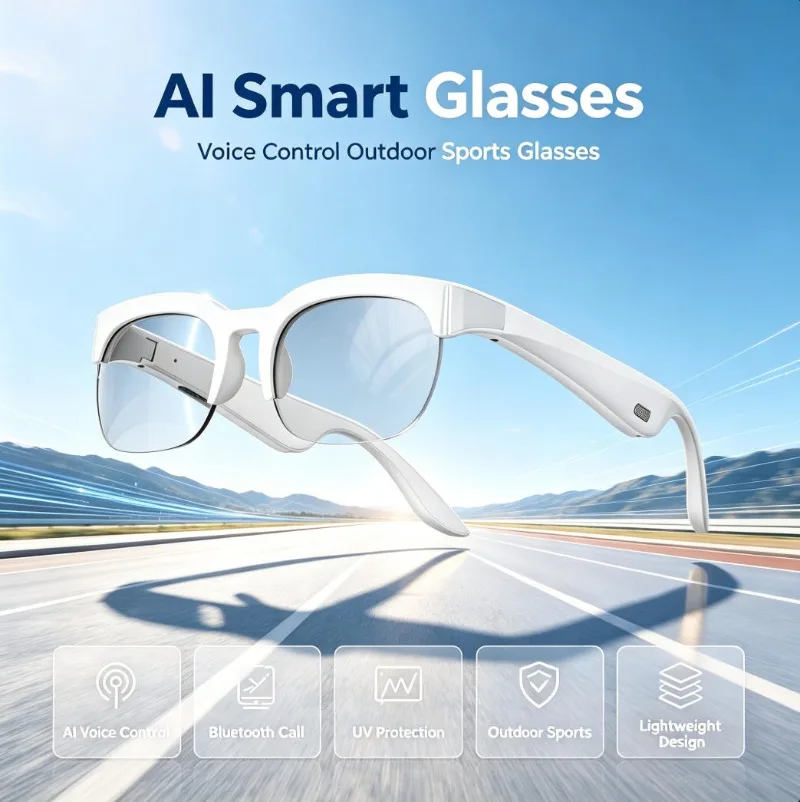 Unisex Smart Sunglasses, Bluetooth Audio HD Stereo Sound Bluetooth Call Long‑Lasting Battery for Sports Daily Use Smart Eyewear