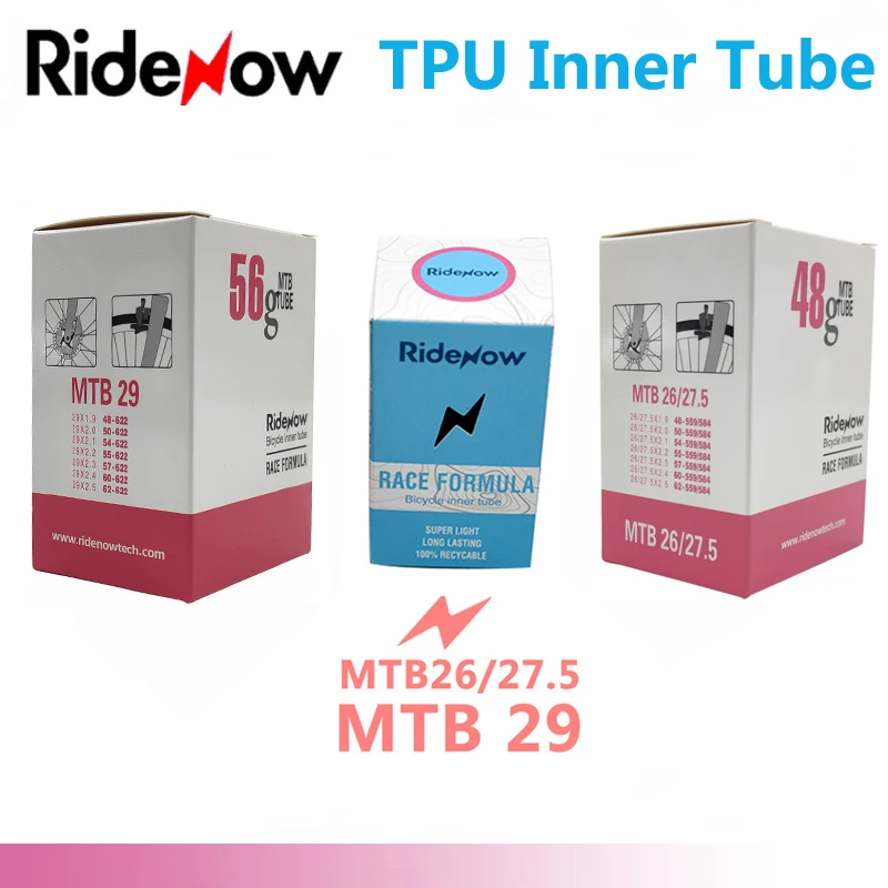 RideNow TPU MTB Bike Inner Tube 26 27.5 29er x1.5 1.75 1.9 1.95 2.1 2.2 2.3 2.4 Valve 45MM Mountain Bicycle Camera Tube Tire 29