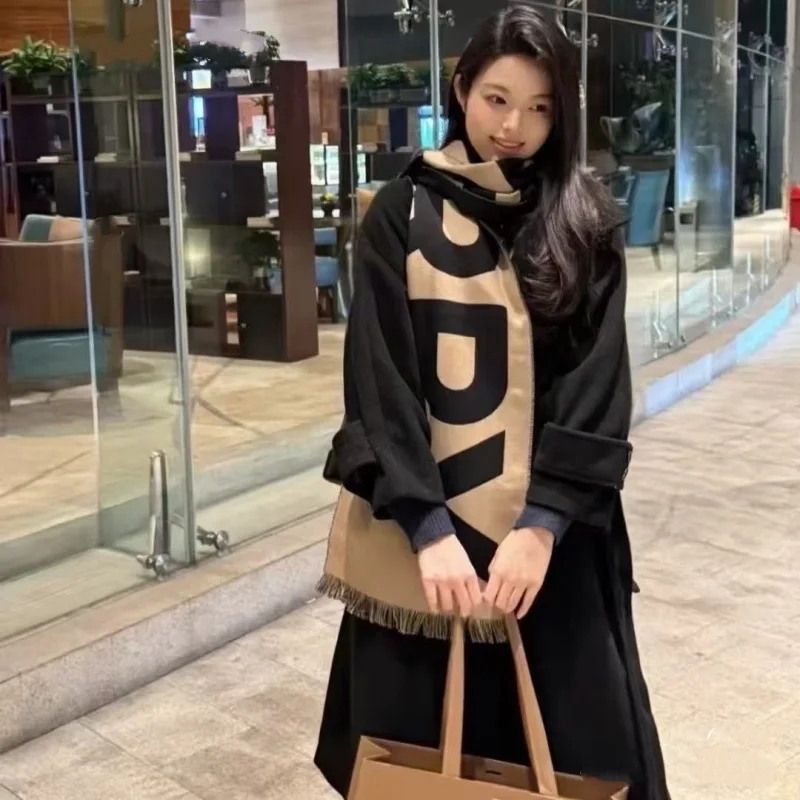 

Autumn and winter new B home large letter printing women's fashion wool scarf double-sided cashmere shawl warm scarf