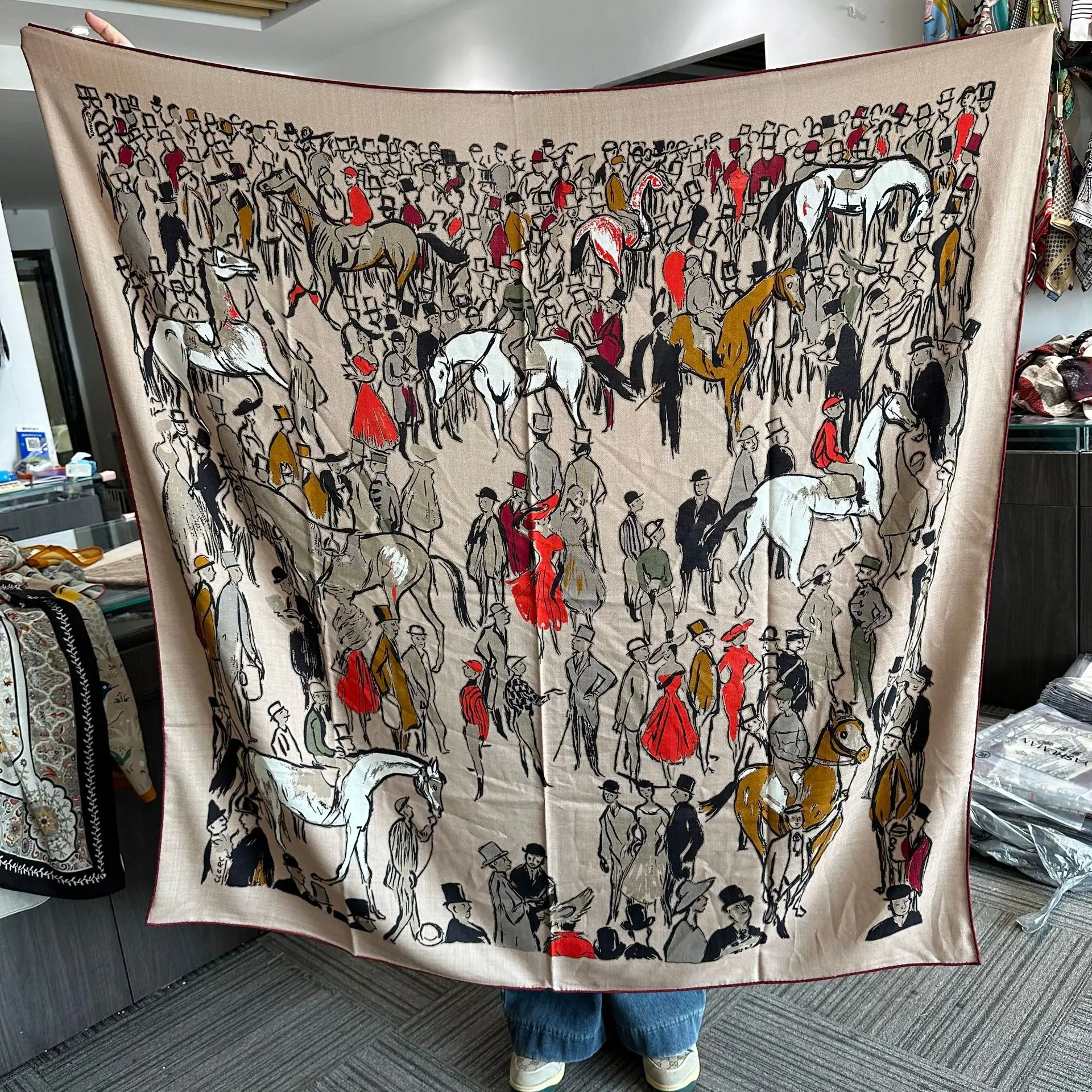 

30 Silk 70Wool Scarf 135CM Women Large Winter Bandanas Rollerd Shawls Double Print Scarves Bandanas Mother Lover Gift