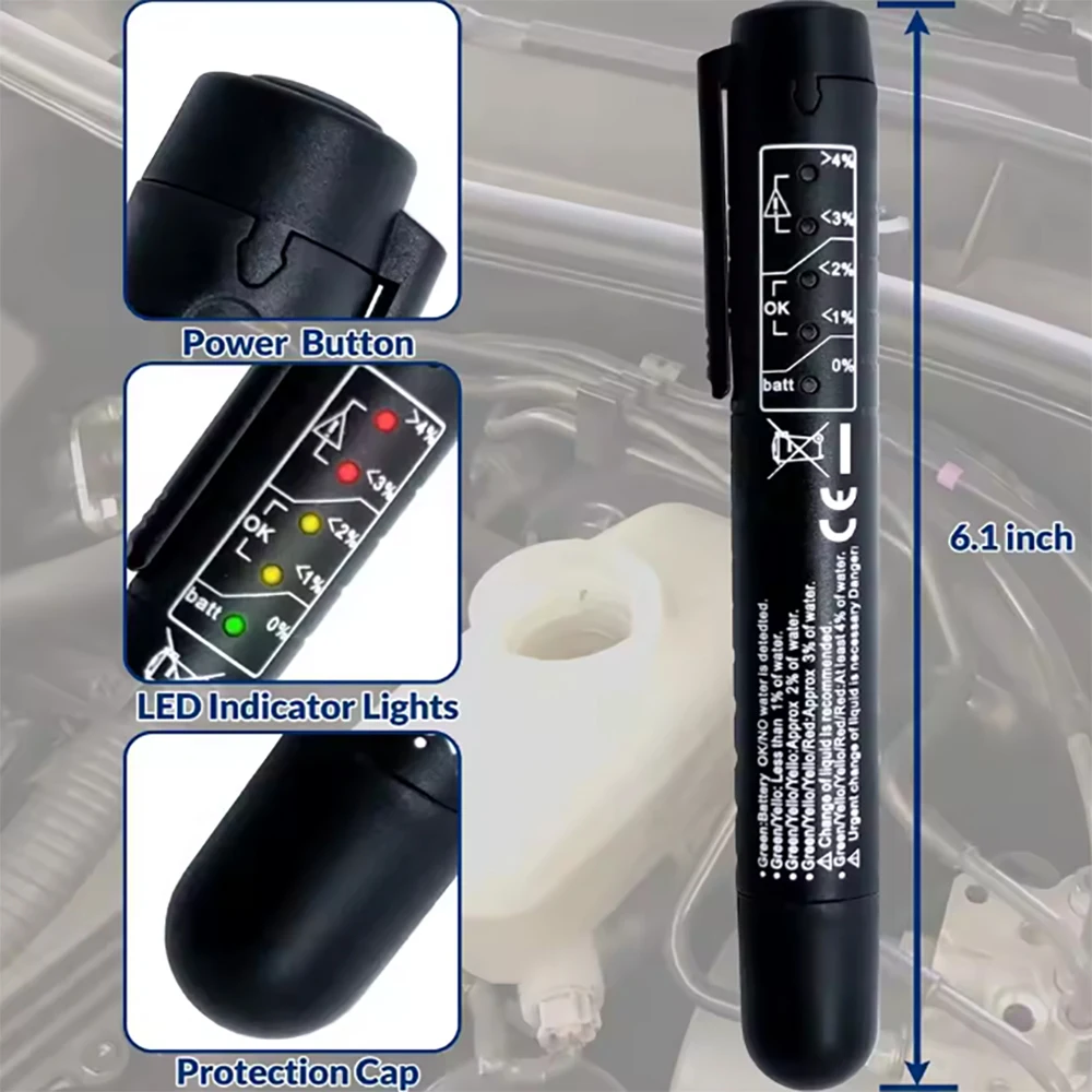 Auto Meters Car Vehicle oil Electronic Brake Fluid Liquid Tester Pen Accurate Oil Moisture DOT3 4 5 LED Oil test Indicator Pen view 5