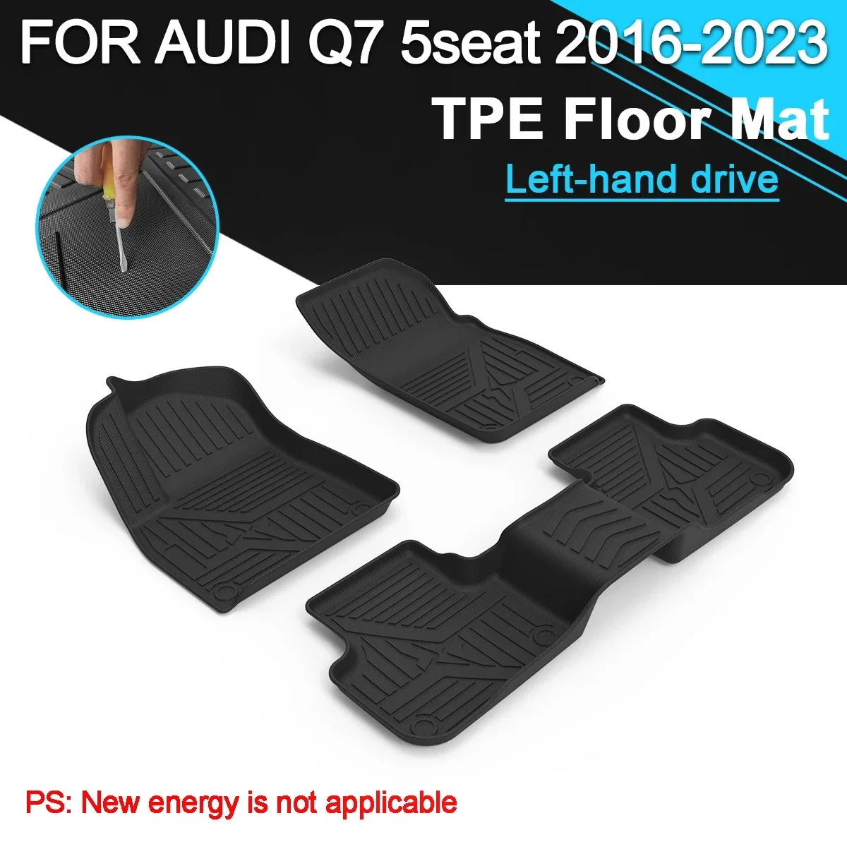 

Автомобильный напольный коврик из ТПЭ, резиновый, водонепроницаемый, нескользящий, полностью объемный, ремонт с левым рулем для AUDI Q7, 5-местный 2016-2023