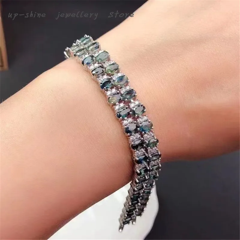 

New Natural sapphire Bracelet 925 Silver Ladies Bracelet Luxury Elegant Fashion Trend