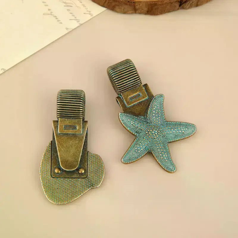 1pc Vintage Ocean Turtle Metal Pen Clip Spring Loaded Pen Holder For Notebook Journal Office School Stationery