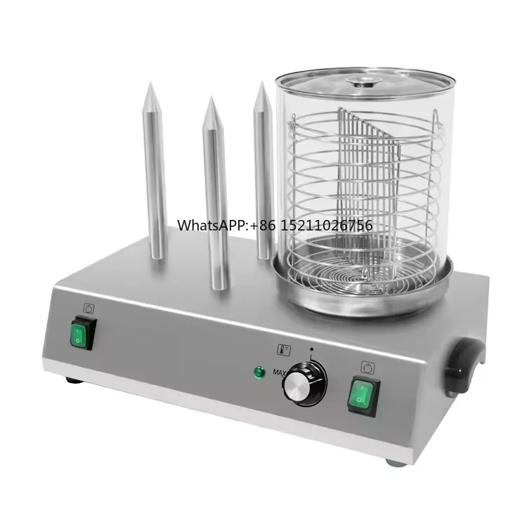 Commercial Automatic Snack Machines Stainless Steel Electric Hot Dog Roller Grill Machine With 3 Bun Warmer Stick