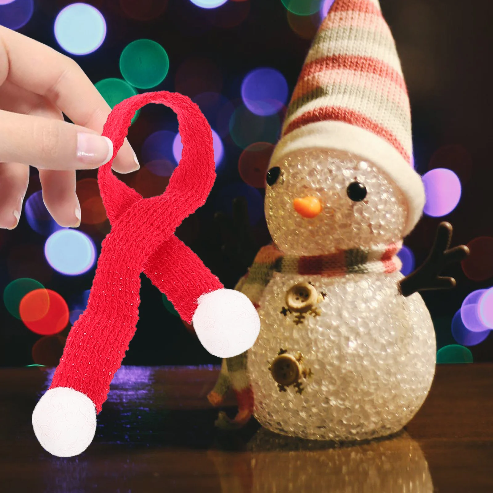 

6Pcs Mini Xmas Hat Scarf Woolen Yarn DIY Craft Decorations Multifunctional Phone Case Supplies Mini Hat Scarf Christmas Decor