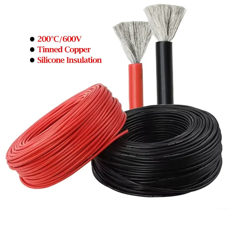 Premium Soft Silicone Electrical Wire 30-8 AWG 1/5/10M Lengths - Ideal for Solar Panel Connections Car Batteries Flexible Wiring