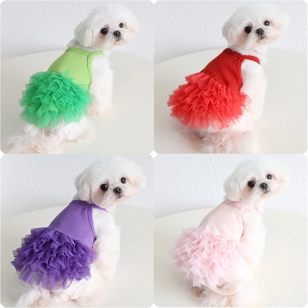 Cute Dog Dress for Small Dogs Girl Birthday Puppy Clothes Summer Dog Outfits Mermaid Tail Princess Pet Tutu Ballet Flullet Skirt