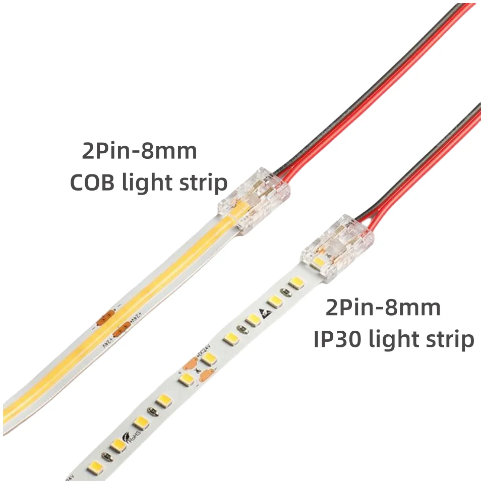 2Pin 3pin 4pin SMD Cob Connectors 5/8mm/10mm Single Head Connector Cables Solderless Corner Easy Connect Led Universal Connector
