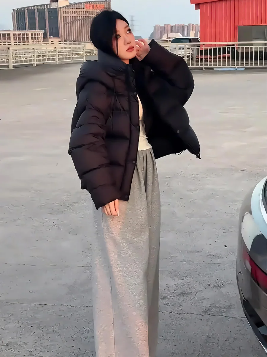 Casaco de Inverno Feminino Ort Branco com Capuz, Tendência 2024, Aconchegante e Sem Marca Registrada