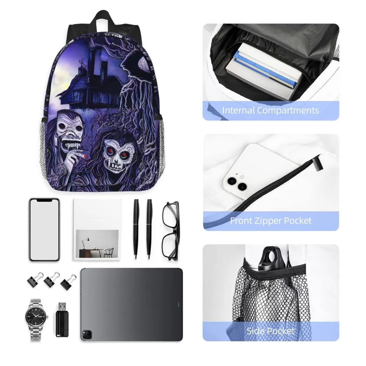 حقيبة ظهر Toreador Vampire رائجة البيع Daypack سعة كبيرة للأولاد والبنات حقيبة كتب حقائب كتف للرجال والنساء والأطفال حقيبة مدرسية #5