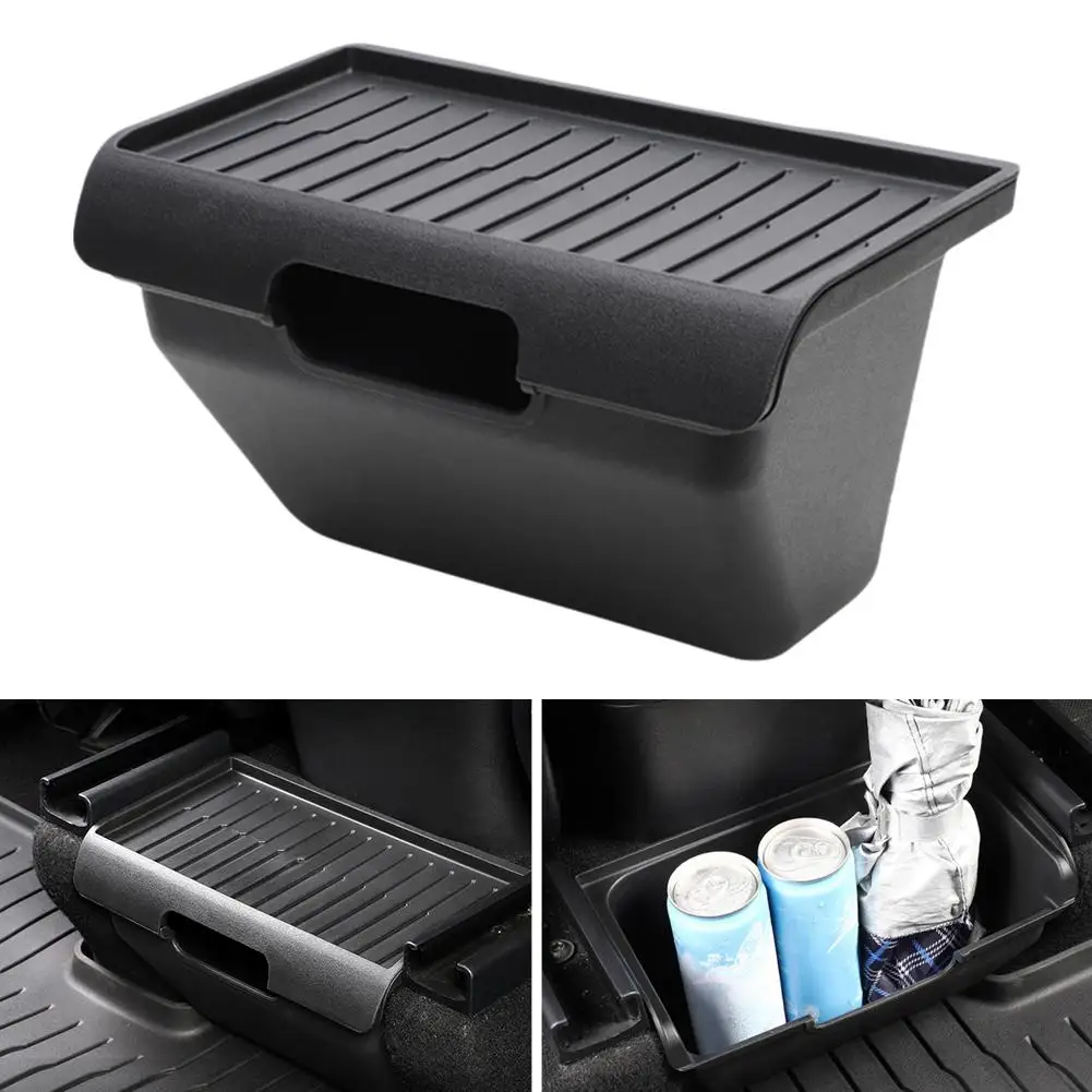 

Rear Center Console Organizer for Tesla Model Y Juniper 2021-2025 TPE Storage Box with Lid Cover Rear Middle Bin Accessorie A3T2