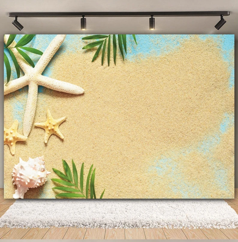 Summer Beach Sand Backdrop Photography Tropical Hawaii Seaside Starfish Shell Baby Birthday Holiday Party Background Photo Props