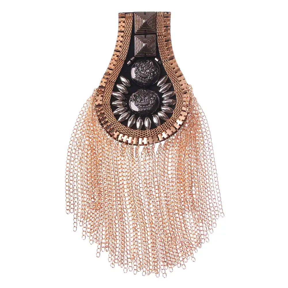 Unisex Punk Spike Tassel Shoulder Flash Brooch Epaulets Shoulder Mark