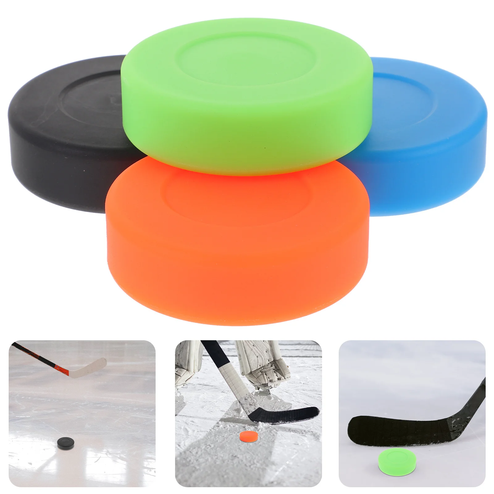

4Pcs Ice Hockey Pucks PVC Training Accessory Smooth Flat Dense Texture Indoor Outdoor Surfaces Roller Competition