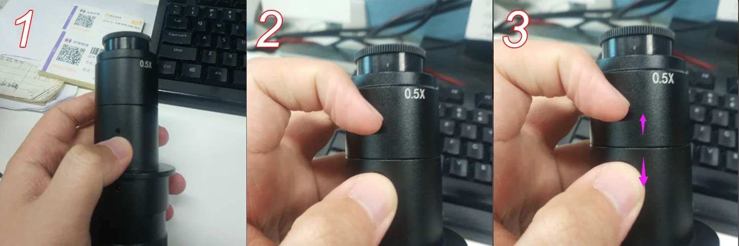 Mikroskop-Objektivlinse, 0,3X 0,5X 2X Hilfsobjektiv für 150X Fokuslinse, 0,3X 0,5X 2X Zoomobjektiv für 180X Zoomlinse – Detail 10
