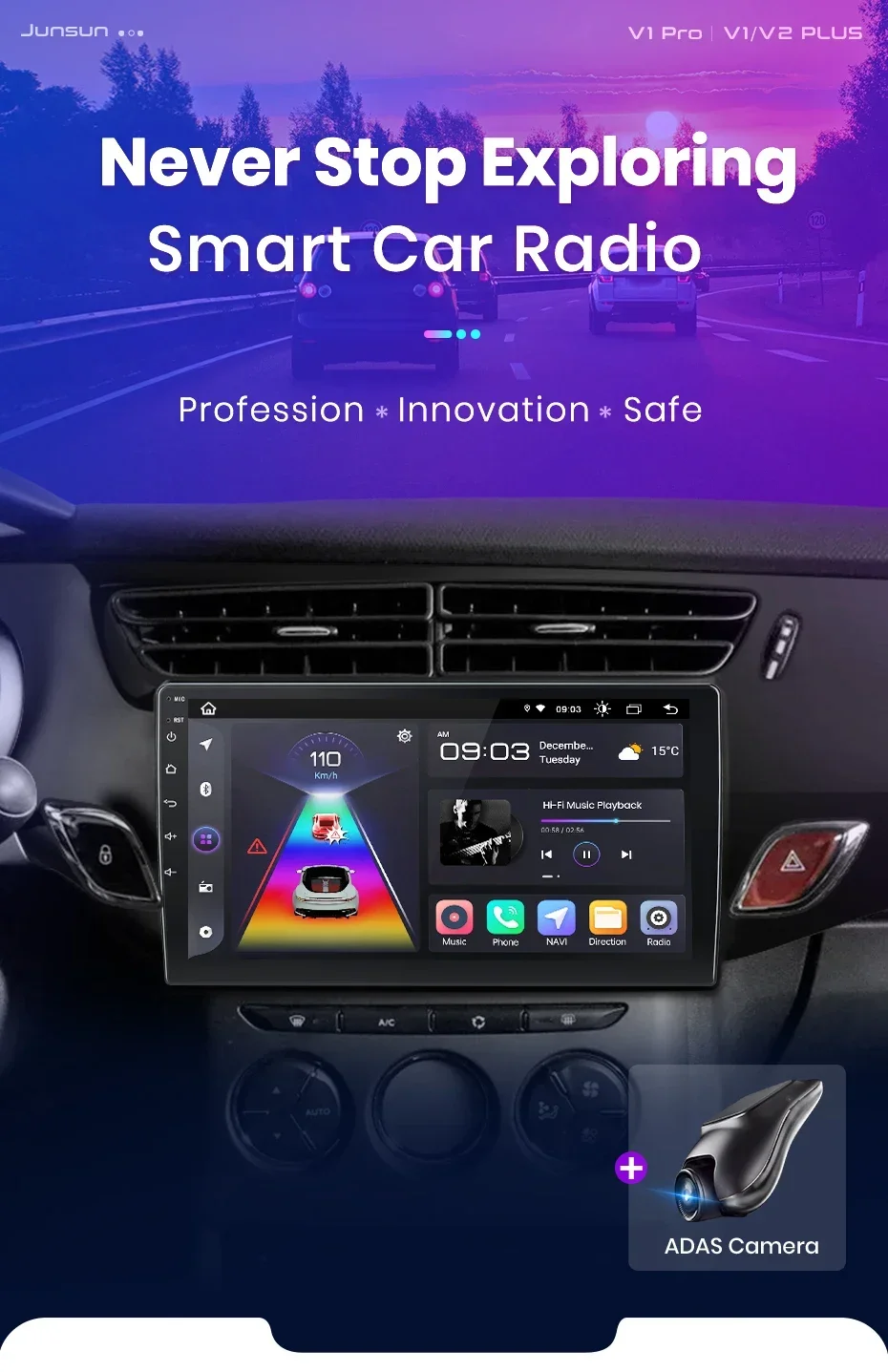 Junsun kabelloses carplay android auto radio für citroen c3 ds3 2013-2015 auto intelligente systeme rds bt dsp 2 din autoradio – Detail 2