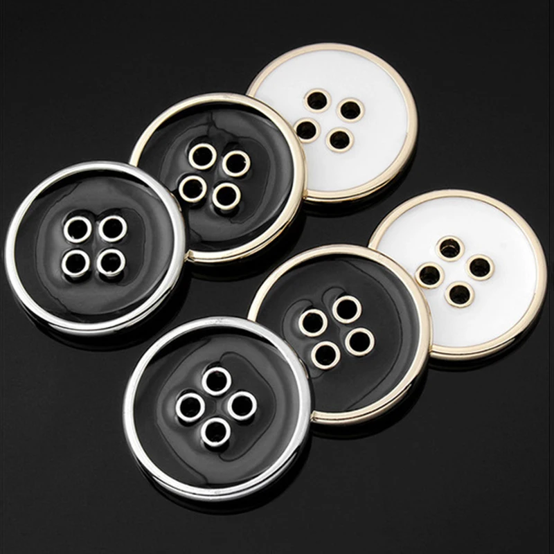 Fashion Gold Black White Metal Suit Cuff Shirt Buttons Round Button for Clothing Coat Sewing Handmade Crafts Accessories