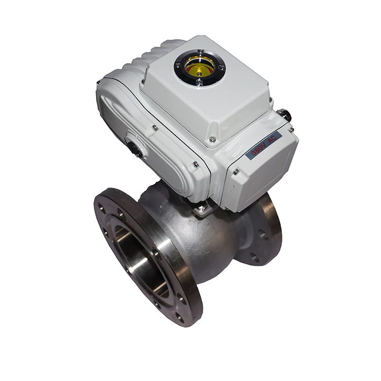 DN150 6 بوصة ارتفاع ضغط PN40 الفولاذ المقاوم للصدأ صمام فراشة كهربائي تشغيل/إيقاف نوع الكرة الخامس نوع شفة مزدوجة الصلب الختم