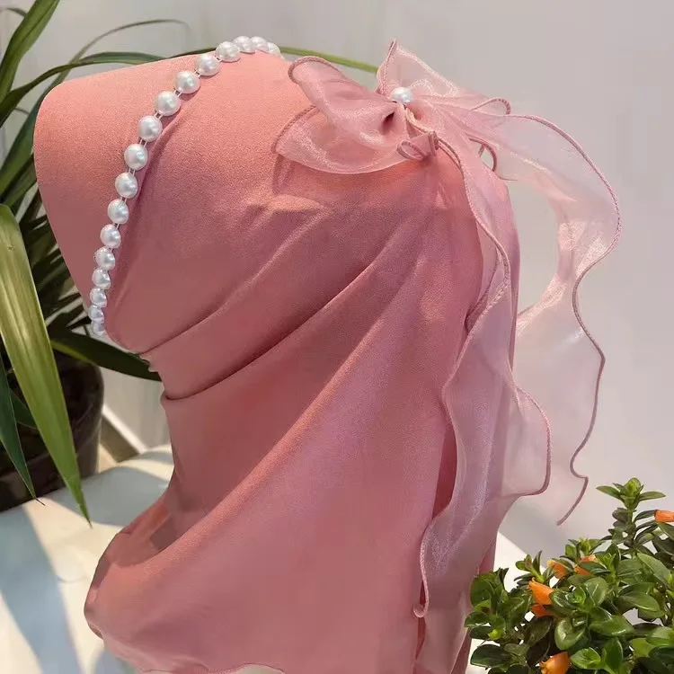 Mini sombrero de princesa con lazo de cinta para niña, Hijabs, tamaño 3T-9T