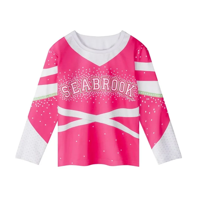 Filme zumbis addison cosplay trajes crianças meninas cheerleader topos e saia com flor bola roupas para festa de halloween