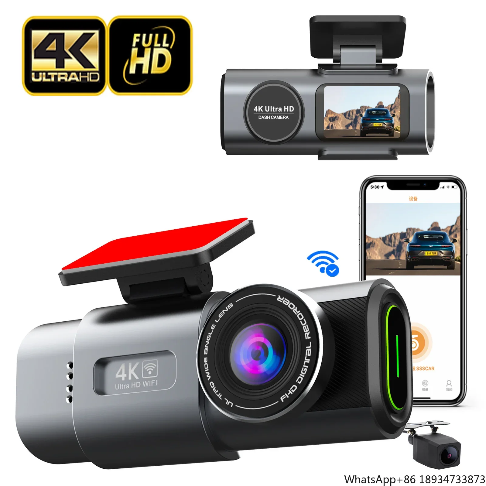 MINI car dvr dash cam doble camara 4k wifi gps dual lens front and rear 4k dash camera car black box camera dashcam 4k