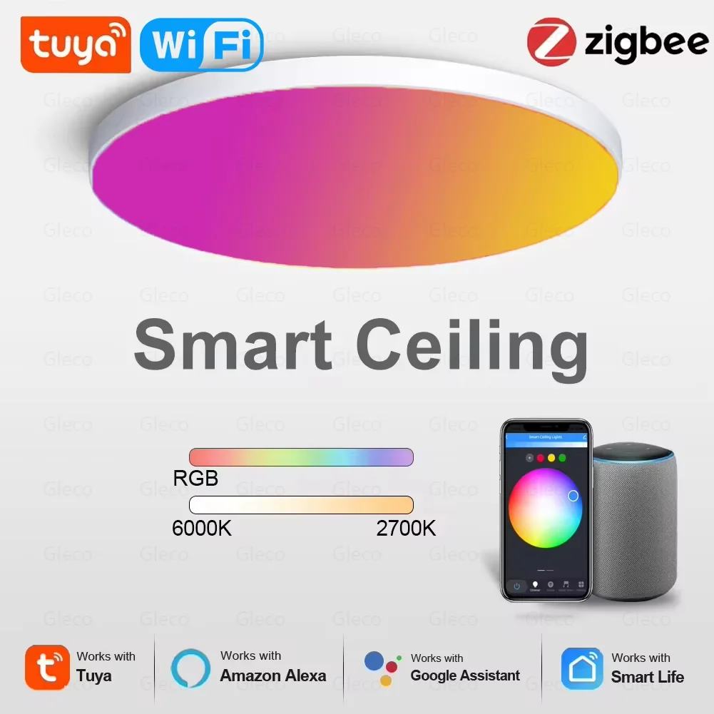 Tuya Zigbee 3.0 plafoniera intelligente Wifi RGBCW lampada da soffitto a Led soggiorno decorazione della casa lampada intelligente per Alexa, Google